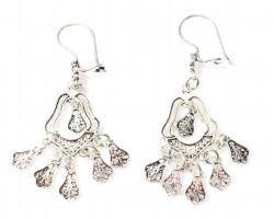 925 Sterling Silver Lamp Model Dangle Filigree Earrings - 3