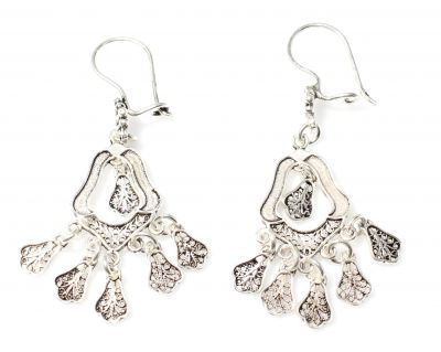925 Sterling Silver Lamp Model Dangle Filigree Earrings - 3