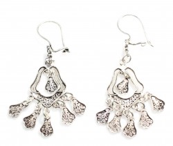 925 Sterling Silver Lamp Model Dangle Filigree Earrings - 4