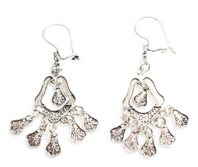 925 Sterling Silver Lamp Model Dangle Filigree Earrings - 4