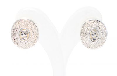 925 Silver Antique Queen Elizabeth Filigree Drop Earrings - 1