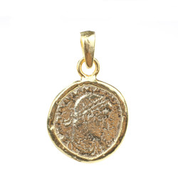 925 Ayar Gümüş Antik Roma Figürlü Madalyon Kolye Ucu - Thumbnail