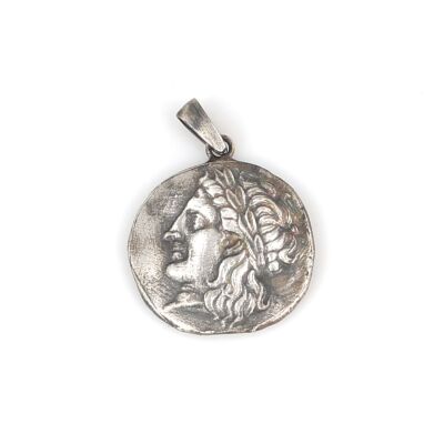 925 Ayar Gümüş Antik Roma Sezar Figürlü Madalyon Kolye Ucu - 5