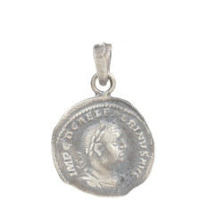 925 Ayar Gümüş Antik Roma Sezar Figürü Madalyon Kolye Ucu Oksitli (Siyah)