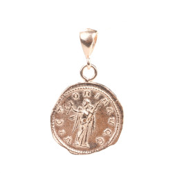 925 Ayar Gümüş Antik Roma Sezar Figürü Madalyon Kolye Ucu Rose (Pembe)