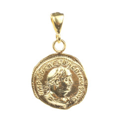 925 Ayar Gümüş Antik Roma Sezar Figürü Madalyon Kolye Ucu Sarı