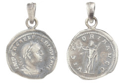 925 Ayar Gümüş Antik Roma Sezar Figürü Madalyon Kolye Ucu - 1