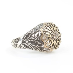 925 Ayar Gümüş Antik Tasarım Taşlı Yüzük - 3