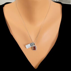 925 Ayar Gümüş Dikdörtgen Zultanit Taşlı Kolye - Nusrettaki