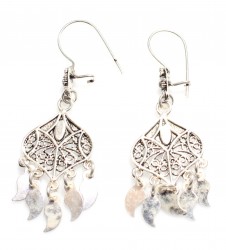 925 Silver Spade Shaped Dangle Filigree Earrings - Nusrettaki (1)