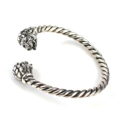 925 Ayar Gümüş Aslan Başı Figürlü Burgu Kol Erkek Bileziği - Nusrettaki