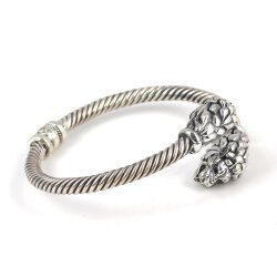 925 Ayar Gümüş Aslan Başı Figürlü Burgu Kol Erkek Bilezik - Nusrettaki