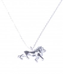 Sterling Silver Lion Pendant Necklace, White Gold Vermeil - 5