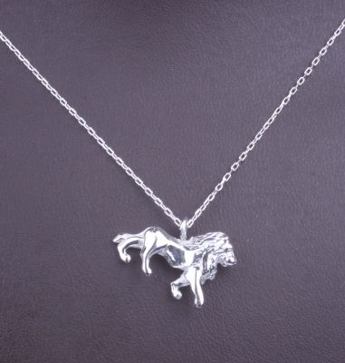 Sterling Silver Lion Pendant Necklace, White Gold Vermeil - 6