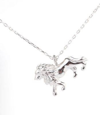 Sterling Silver Lion Pendant Necklace, White Gold Vermeil - 3