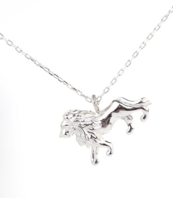Sterling Silver Lion Pendant Necklace, White Gold Vermeil - 2