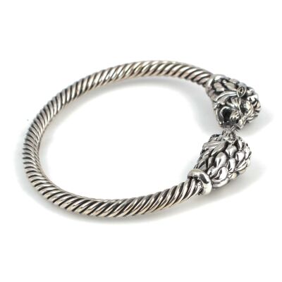 925 Ayar Gümüş Aslan Figürlü Burgu Kol Erkek Bilezik - 1