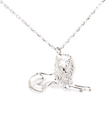 Sterling Silver Lion King Pendant Necklace, White Gold Vermeil - Nusrettaki (1)