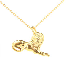 Sterling Silver Lion King Pendant Necklace, White Gold Vermeil - Nusrettaki