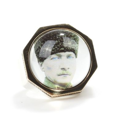 925 Ayar Gümüş Atatürk Portreli Erkek Yüzüğü - 5