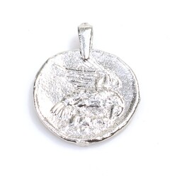 925 Ayar Gümüş Avını Pençelemiş Figürlü Kartal Kolye Ucu - Thumbnail