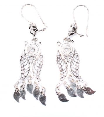 925 Silver Tulip Model Filigree Earring, Dangle Earrings - 4