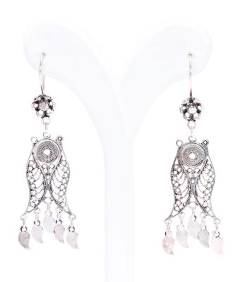 925 Silver Tulip Model Filigree Earring, Dangle Earrings - 2