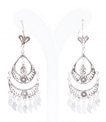 925 Silver Scaled Artisan Crafted Chandelier Filigree Earrings - 3