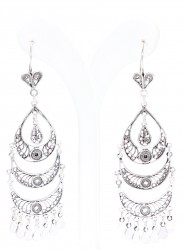 925 Sterling Silver Three Crescent Chandelier Filigree Earrings - Nusrettaki (1)