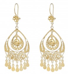 925 Moon Model Silver Filigree Chandelier Earrings - Nusrettaki (1)