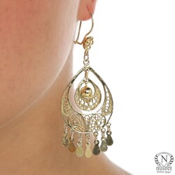 925 Moon Model Silver Filigree Chandelier Earrings - Nusrettaki