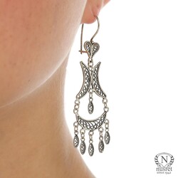 925 Sterling Silver Retro Dangle Filigree Earrings - 4