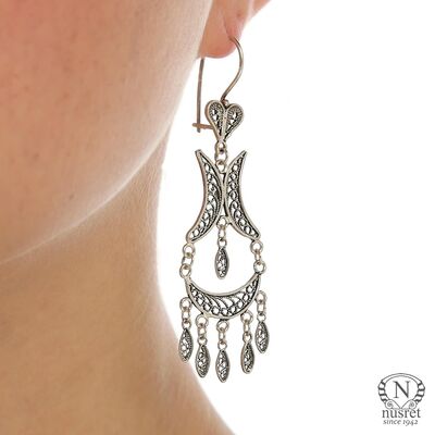 925 Sterling Silver Retro Dangle Filigree Earrings - 4