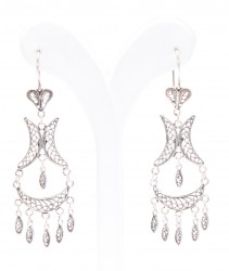 925 Sterling Silver Retro Dangle Filigree Earrings - 3