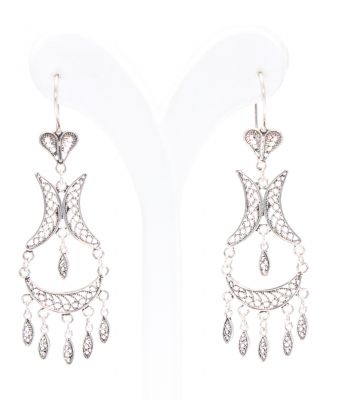 925 Sterling Silver Retro Dangle Filigree Earrings - 3