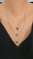 Silver Baby Footprints & Heart Necklace - Nusrettaki
