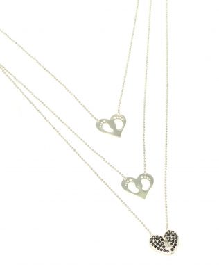Silver Baby Footprints & Heart Necklace - 4