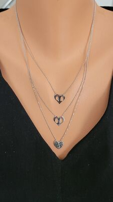 Silver Baby Footprints & Heart Necklace - 1