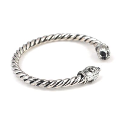 925 Ayar Gümüş Ayı Başı Burgu Kol Erkek Bileziği - 4