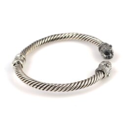 925 Ayar Gümüş Ayı Başı Yaylı Burgu Kol Erkek Bileziği - 3