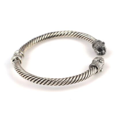 925 Ayar Gümüş Ayı Başı Yaylı Burgu Kol Erkek Bileziği - 3