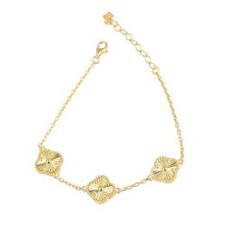 925 Ayar Gümüş Aynalı 3 Yonca Bileklik - 1