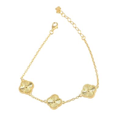 925 Ayar Gümüş Aynalı 3 Yonca Bileklik - 1