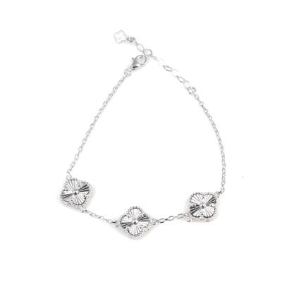 925 Ayar Gümüş Aynalı 3 Yonca Bileklik - 3