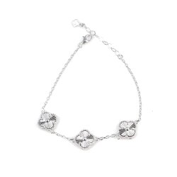 925 Ayar Gümüş Aynalı 3 Yonca Bileklik - 3