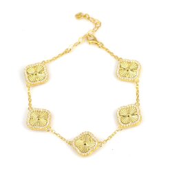 925 Ayar Gümüş Aynalı 5 Yonca Bileklik - Nusrettaki