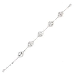 925 Ayar Gümüş Aynalı 5 Yonca Bileklik - 4