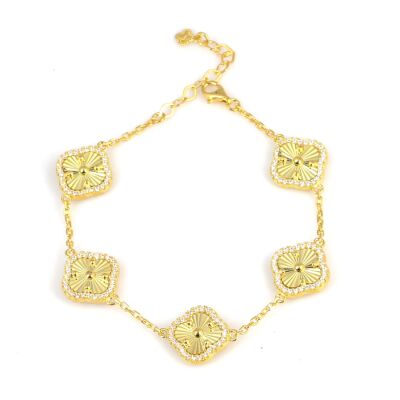 925 Ayar Gümüş Aynalı 5 Yonca Bileklik - 1