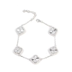 925 Ayar Gümüş Aynalı 5 Yonca Bileklik - 3