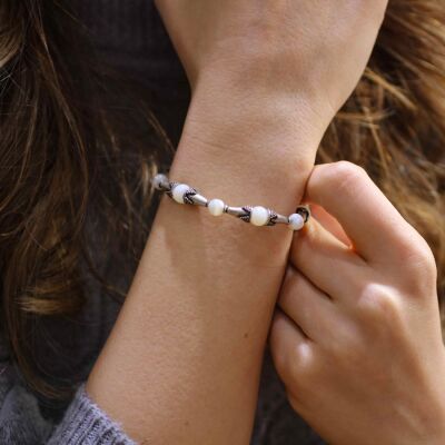 925 Ayar Gümüş AyTaşı Taşlı Bileklik - 1